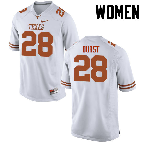 Women #28 Jarmarquis Durst Texas Longhorns College Football Jerseys-White